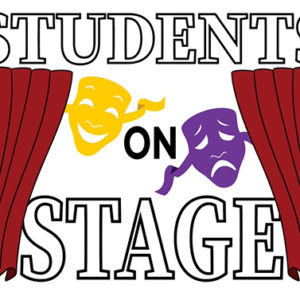 Students on Stage Logo - Drama Masks and Curtains